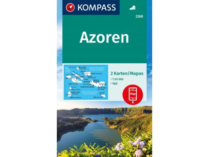 Azoren, Azorské ostrovy – set 2 turistických map (Kompass - 2260)