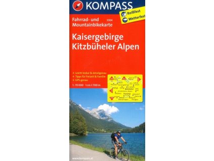 Kaisergebirge, Kitzbüheler Alpen - cyklomapa (Kompass č.3304)