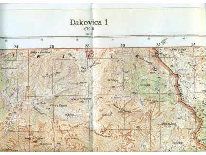 topografická mapa Jezerce 1:50 t. (Prokletije-Tropoje)