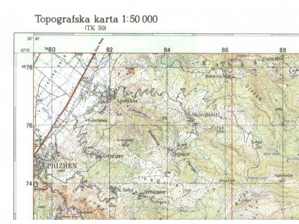 topografická mapa Šar Planina - Prizren 1:50 t.