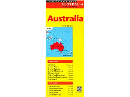 mapa Australia 1:7,7 mil.+ Sydney,Melbourne,Brisbane,Perth, Ade