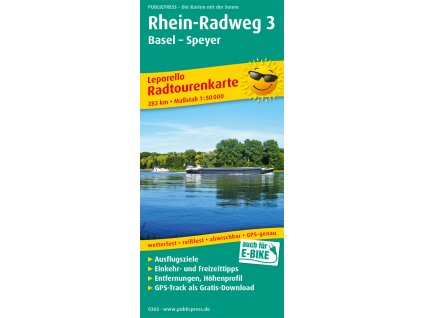cyklomapa Rhein Radweg 3, Basel-Speyer 1:50 t. laminovaná
