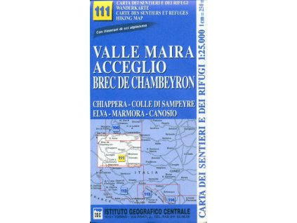 mapa Valle Maira Acceglio 1:25 t. č. 111