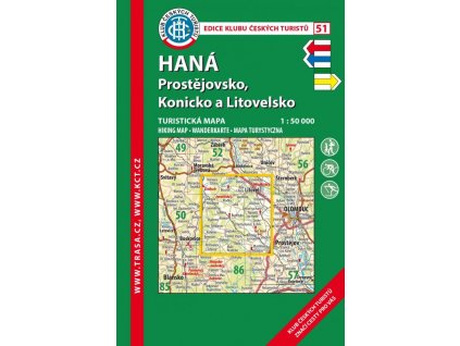 Haná -  Prostějovsko -  Konicko a Litovelsko -  mapa KČT č.51