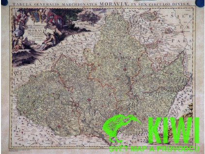 nástěnná mapa faksimile Morava Müller