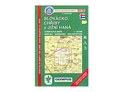 Slovácko -  Chřiby a jížní Haná -  mapa KČT č.89 -  90