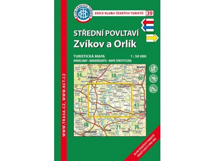 Střední Povltaví -  Zvíkov a Orlík -  mapa KČT č.39