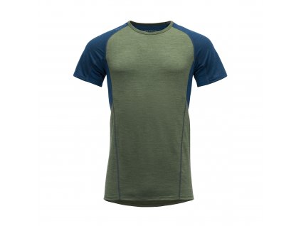 Devold Merino 130 tričko s krátkým rukávem - pánské - zelená/modrá