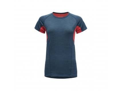 Devold Merino 130 tričko s krátkým rukávem - dámské - oranžová/modrá