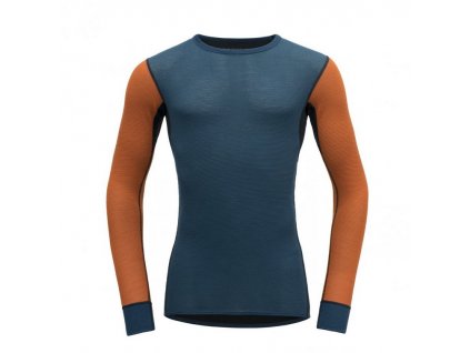 Devold Merino 190 WOOL MESH tričko dlouhý rukáv - pánské - oranžové/modré