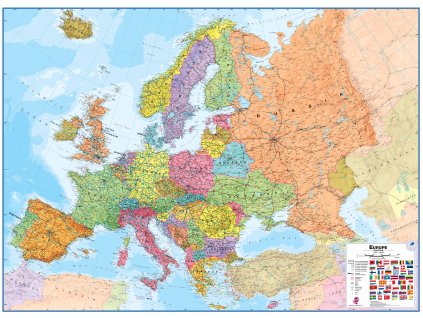 nástěnná mapa Evropa - politická, 1:4,3 tis., 136x100 cm