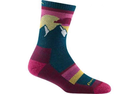 Darn Tough ponožky SUNSET HIKER MICRO CREW Lightweight Merino - dámské - zeleno/růžová (Velikost L)