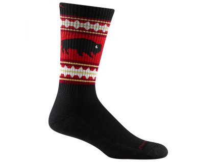 Darn Tough ponožky BIZON BOOT Midweight Merino - pánské - černé/červené (Velikost L)