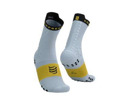 Compressport ponožky Pro Racing Trail - šedá/žlutá (Velikost S)