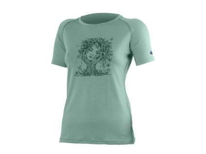 LASTING merino tričko FLORA - dámské - modré (Velikost L)