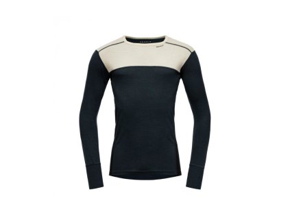 Devold Merino 190 LAUPAREN tričko dlouhý rukáv - pánské - bílé/černé (Velikost L)