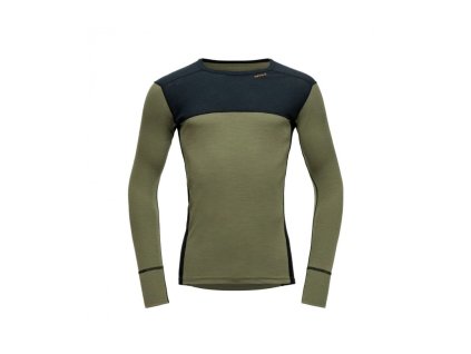 Devold Merino 190 LAUPAREN tričko dlouhý rukáv - pánské - černé/zelené (Velikost L)