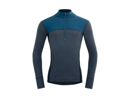 Devold Merino 190 LAUPAREN tričko dlouhý rukáv se zipem - pánské - modré (Velikost L)