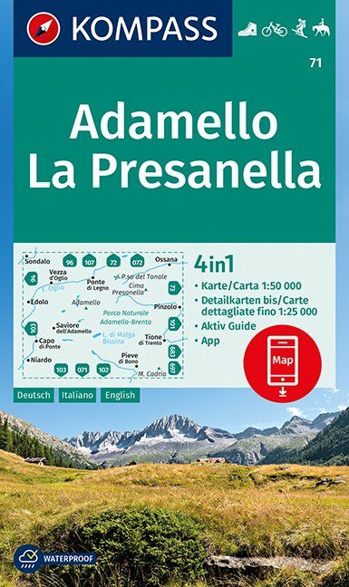 Adamello, La Presanella (Kompass, 71) - turistická mapa