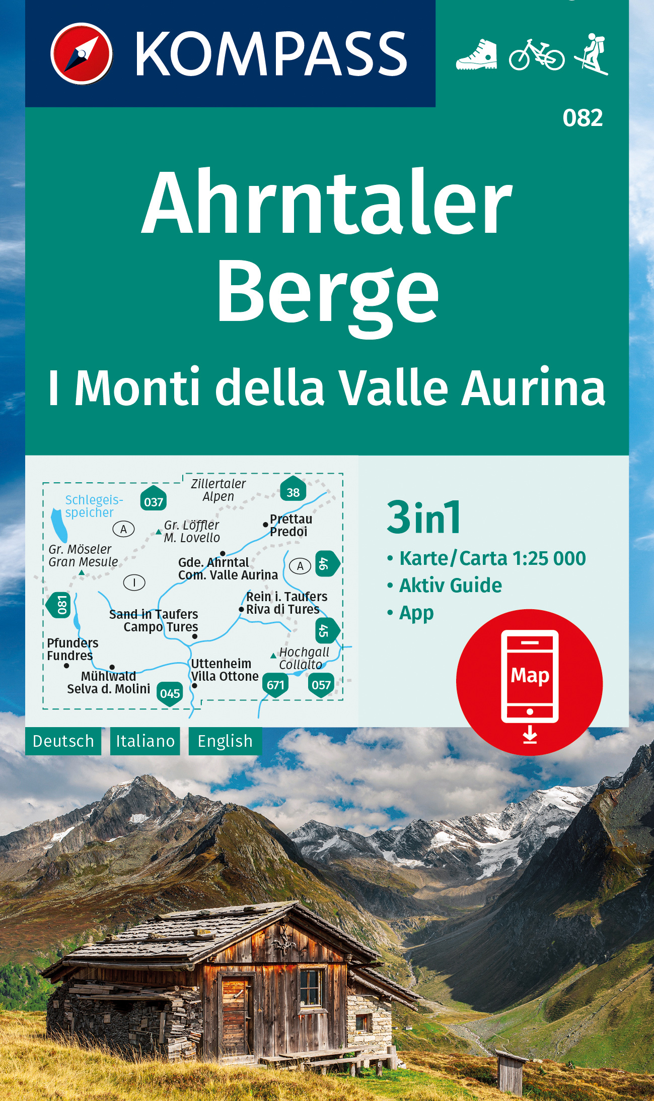 Ahrntaler Berge, Monti di Valle Aurina (Kompass, 082) - turistická mapa