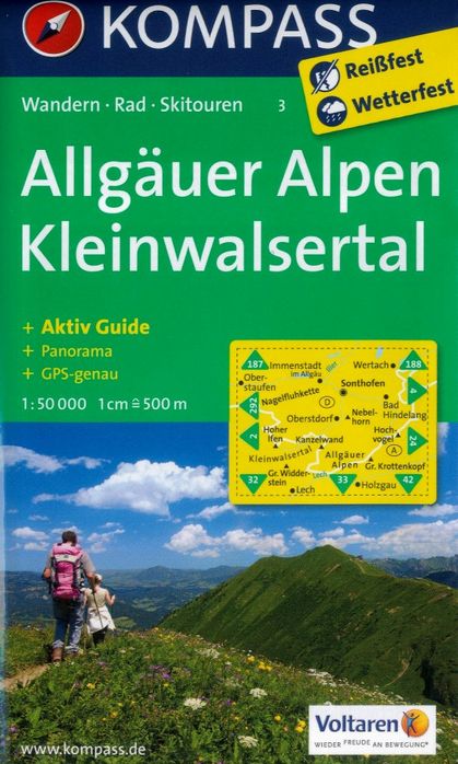 Allgauer Alpen, Kleinwalsertal (Kompass - 3) - turistická mapa