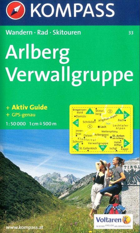 Arlberg, Verwallgruppe (Kompass - 33) - turistická mapa