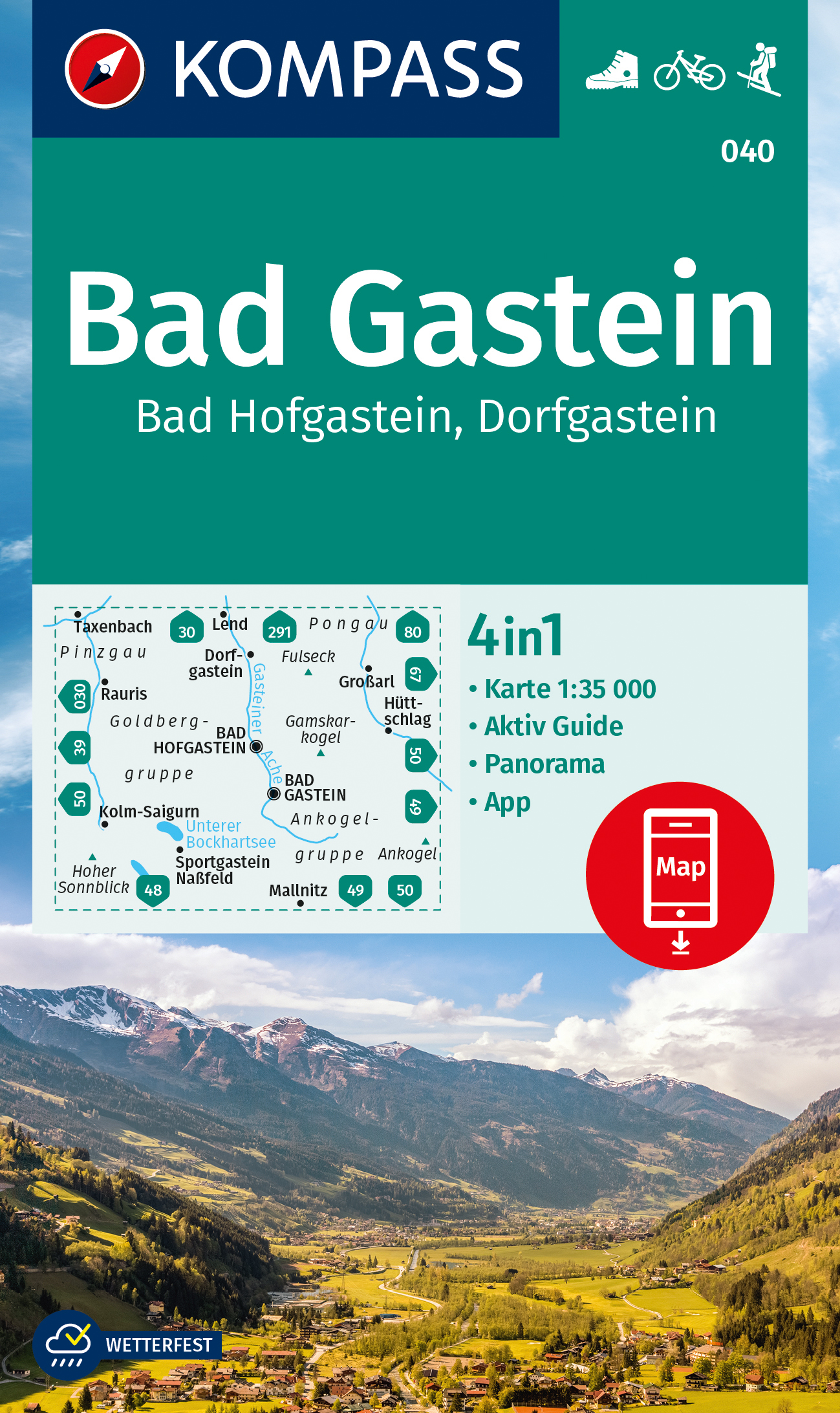 Bad Gastein, Bad Hofgastein, Dorfgastein (Kompass - 040) - turistická mapa