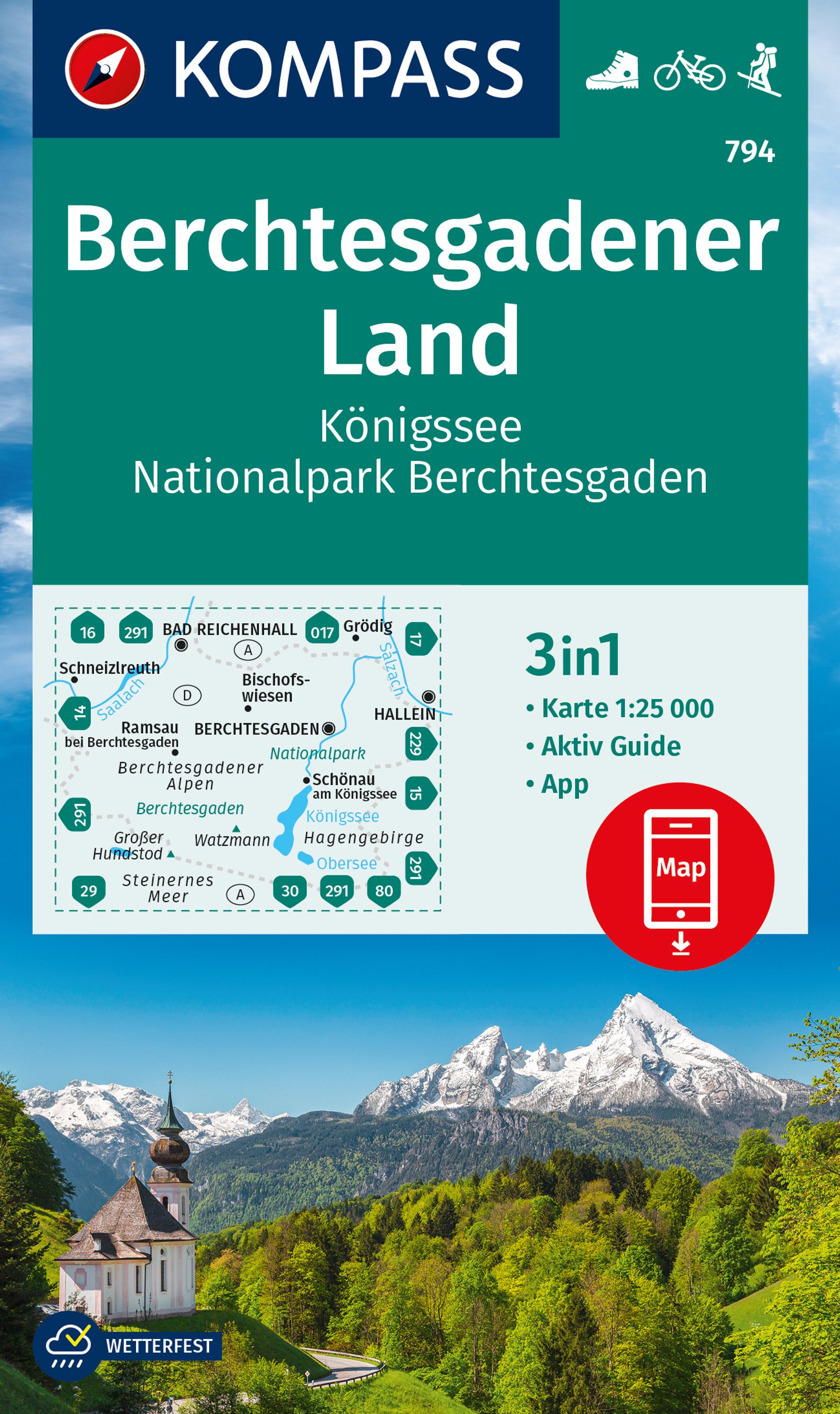 Berchtesgadener Land, Königssee, Národní park Berchtesgaden (Kompass – 794) - turistická mapa