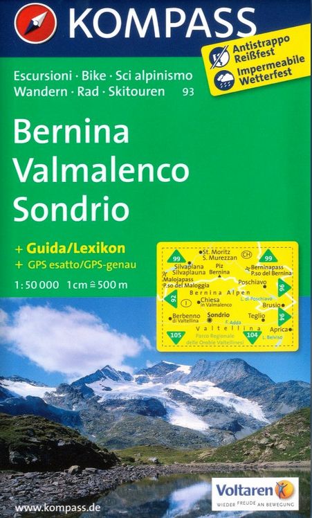 Bernina, Valmalenco, Sondrio (Kompass - 93) - turistická mapa