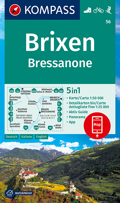 Brixen, Bressanone (Kompass - 56) - turistická mapa