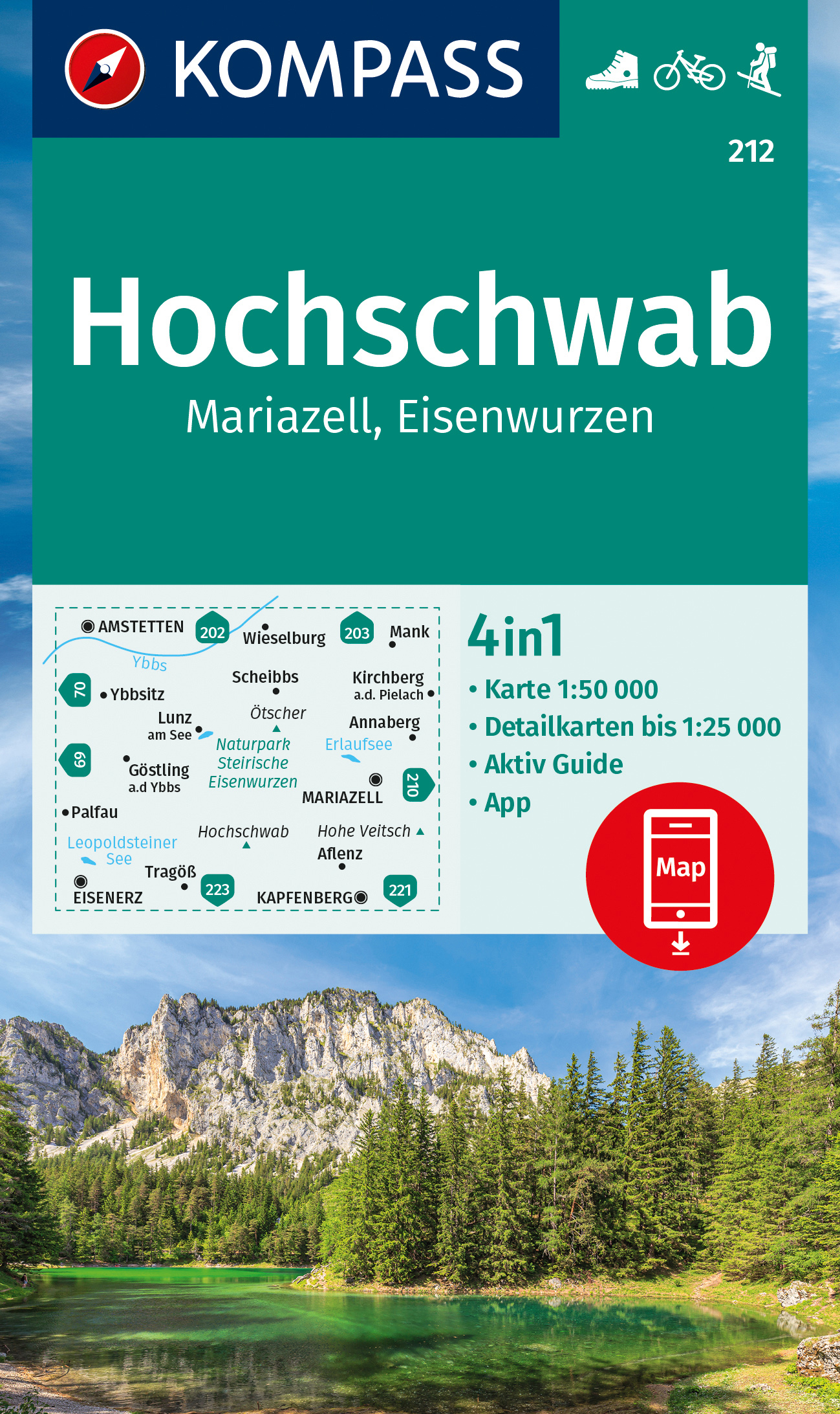 Hochschwab, Mariazell, Eisenwurzen (Kompass - 212) - turistická mapa