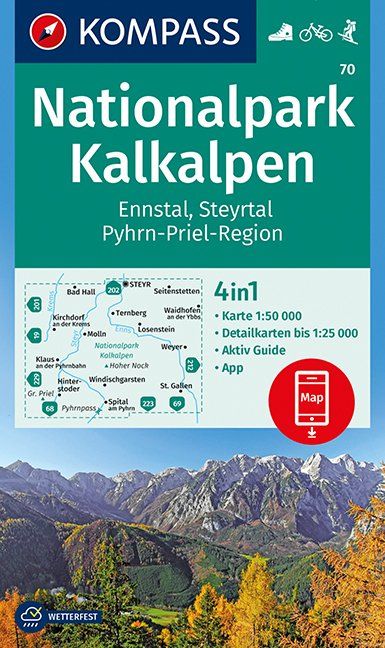 Nationalpark Kalkalpen, Ennstal, Steyrtal (Kompass – 70) - turistická mapa