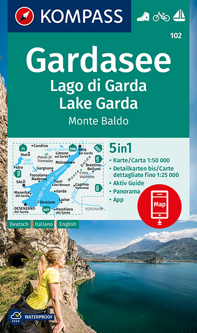 Lago di Garda, Gardasee, Monte Baldo (Kompass - 102) - turistická mapa