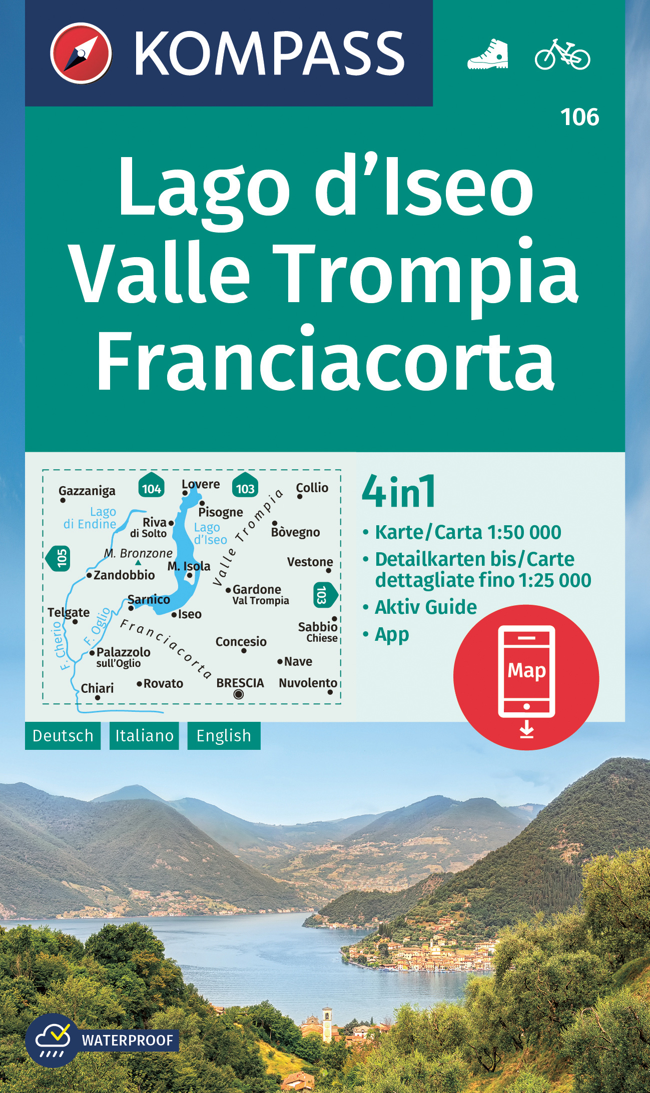 Lago di Iseo, Franciacorta (Kompass - 106) - turistická mapa