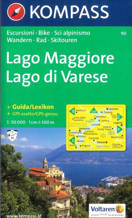 Lago Maggiore, Lago di Varese (Kompass - 90) - turistická mapa