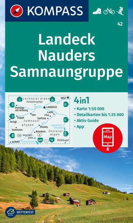 Landeck, Nauders, Samnaungruppe (Kompass - 42) - turistická mapa