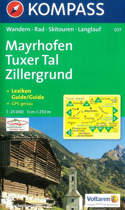 Mayrhofen, Tuxer Tal, Zillergrund (Kompass - 037) - turistická mapa