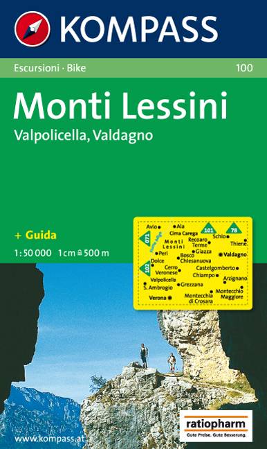 Monti Lessini, Valpolicella, Valdagno (Kompass - 100) - turistická mapa