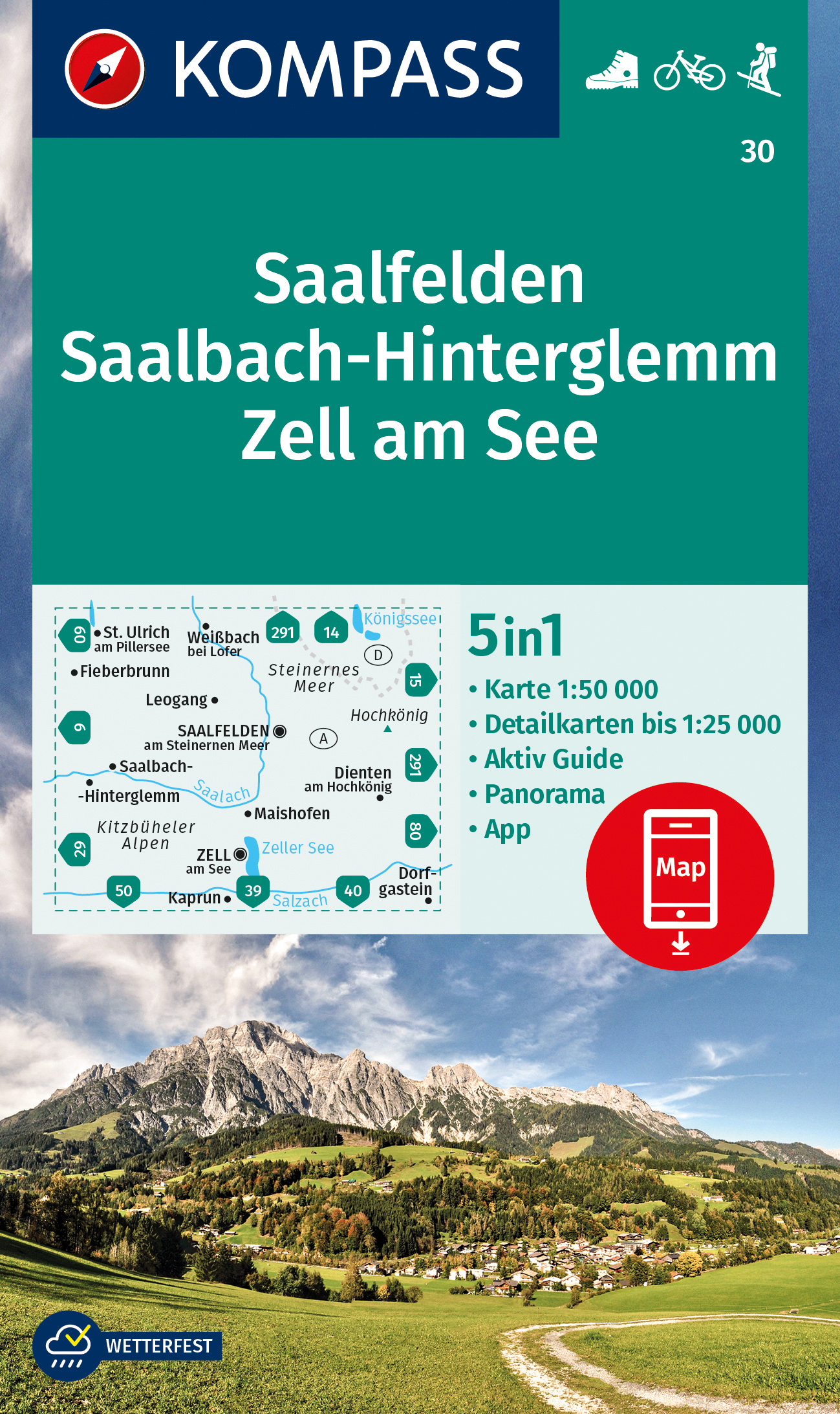 Saalfelden, Saalbach, Hinterglemm, Zell am See (Kompass - 30) - turistická mapa