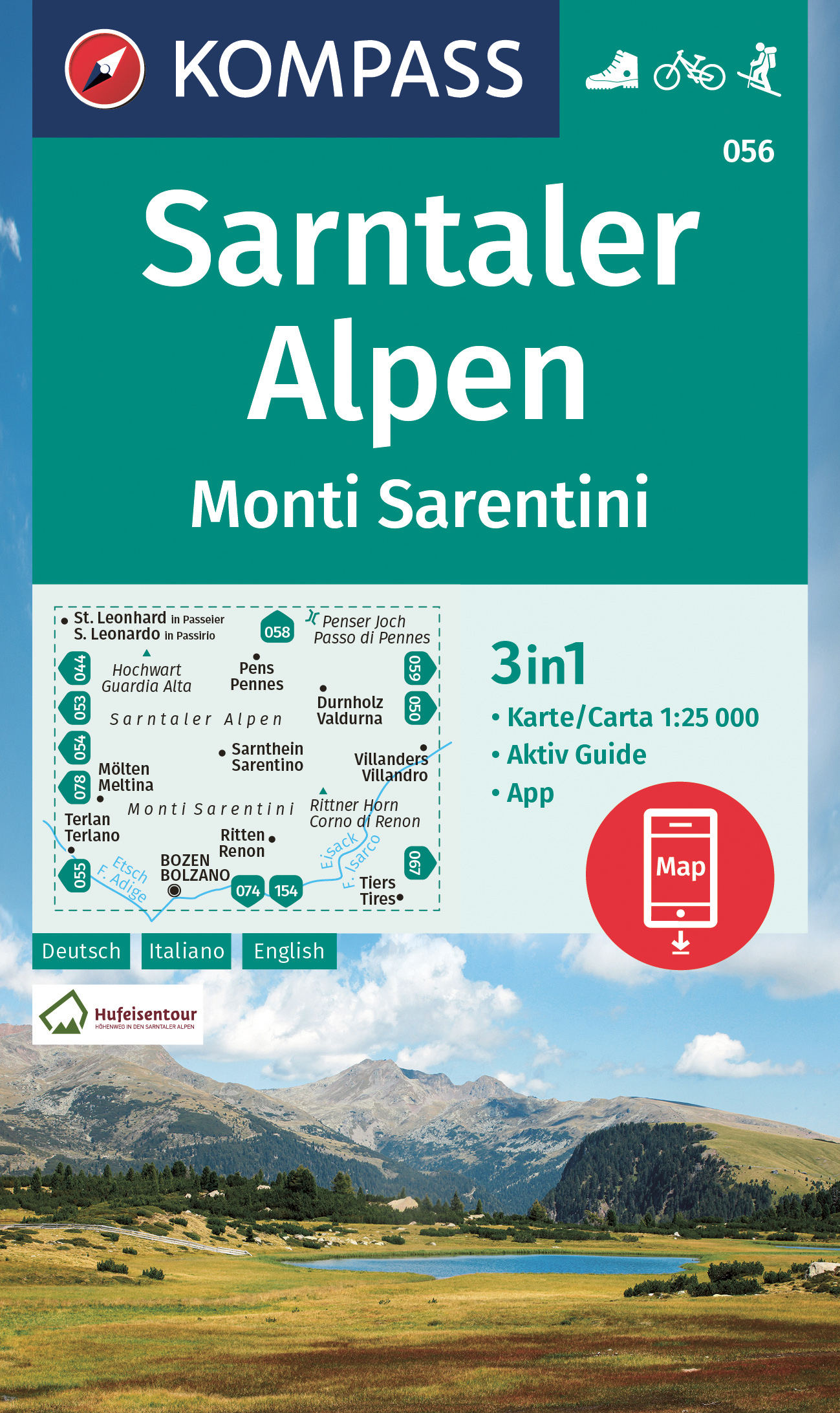 Sarntaler Alpen, Monti Sarentini (Kompass - 056) - turistická mapa