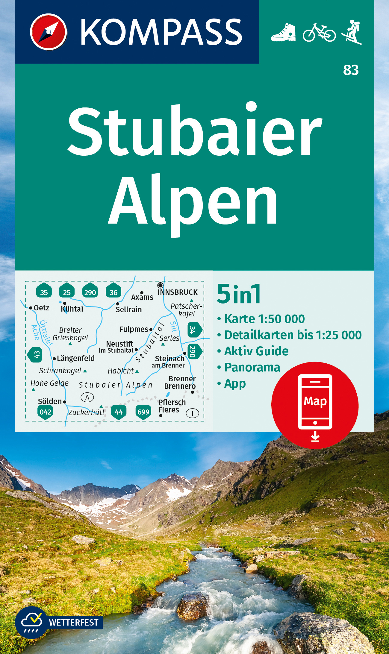 Stubaiské Alpy (Kompass - 83) - turistická mapa