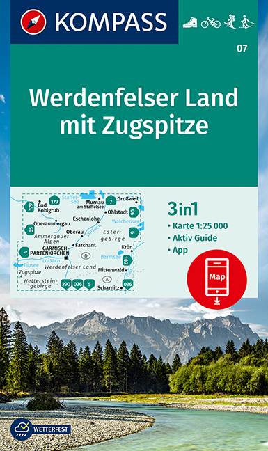 Werdenfelser Land mit Zugspitze (Kompass - 07) - turistická mapa