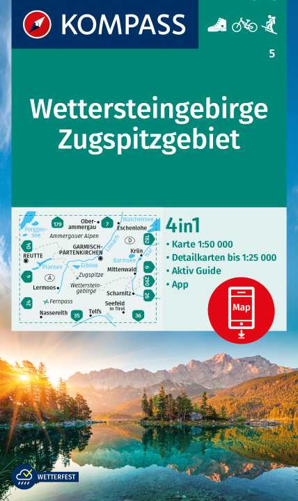 Wettersteingebirge, Zugspitzgebiet (Kompass - 5) - turistická mapa