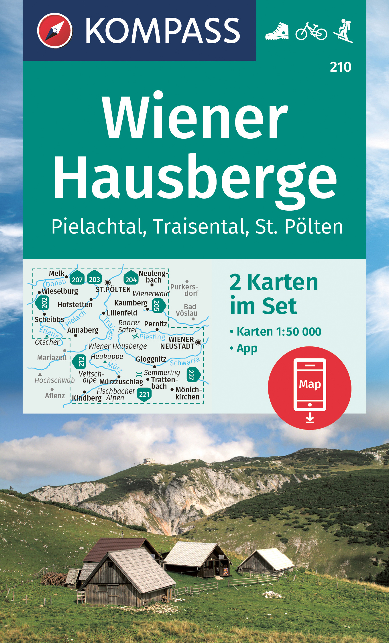 Wiener Hausberge (Kompass - 210) - turistická mapa