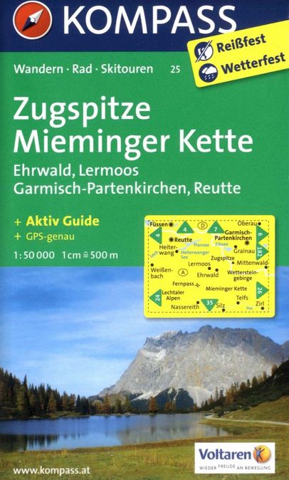 Zugspitze, Mieminger Kette (Kompass - 25) - turistická mapa