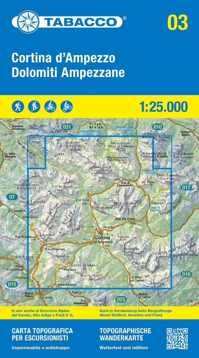 Cortina d´Ampezzo a Ampezánské Dolomity (Tabacco - 03) - turistická mapa | knihynahory.cz