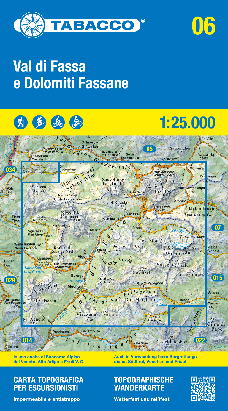 Val di Fassa a oblast Dolomity Fassa (Tabacco - 06) - turistická mapa | knihynahory.cz