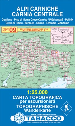 Karnské Alpy, Alpi Carniche (Tabacco - 09) - turistická mapa | knihynahory.cz