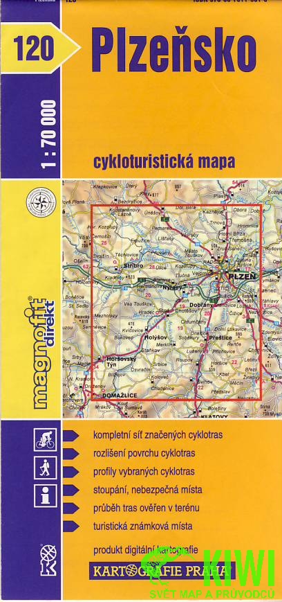 Kartografie Praha cyklomapa Plzeňsko 1:70 t., 1. vydání 2008