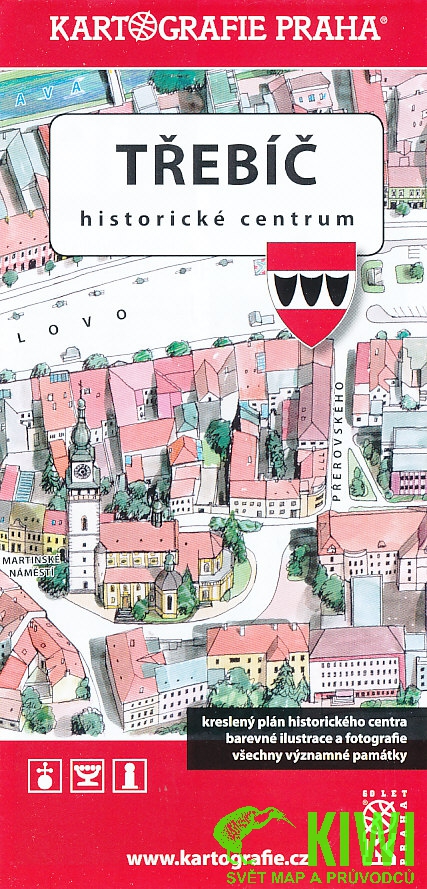 Kartografie Praha plán Třebíč - kreslený plán historického centra